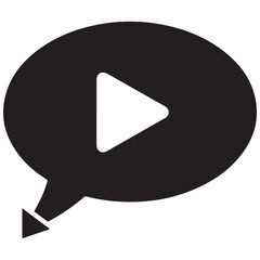 Speech bubble with a play button icon for video communication