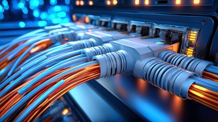 Network Cables Server Data, Fiber Optics, Connectivity