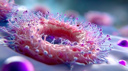 Microscopic Virus Cell: Pink Corona, Disease Research
