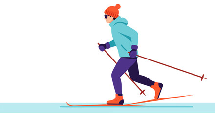 Obraz premium Cross-Country Skiing Person in Winter Gear Enjoying a Sunny Day on the Snow