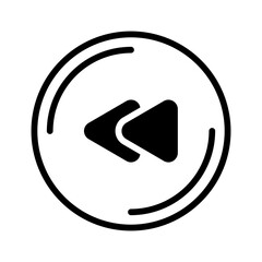 Vector solid black icon for Rewind button