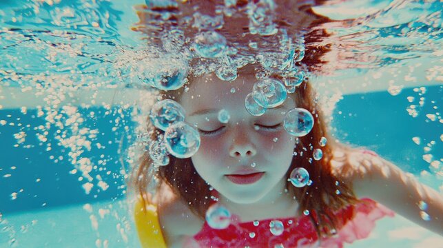 Hyperrealistic underwater swimmer experience swimming pool gigapixel photography vibrant environment close-up view motion capture