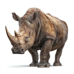 Obraz premium Detailed hyperrealistic image of a rhinoceros nature gigapixel standard vivid environment close-up perspective