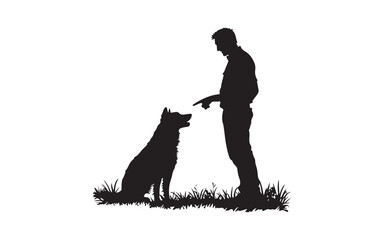 silhouette of a girl with a dog
