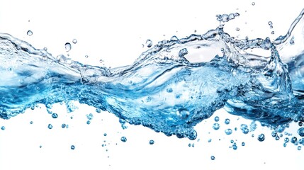 Abstract water splash, clean, pure, refreshing, isolated, close-up, vibrant blue, studio shot