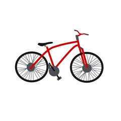 Red bicycle. Simple illustration of a bicycle. Suitable as an element of transportation and sports themes. Cartoon style