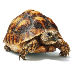 Detailed hyperrealistic tortoise close-up nature habitat gigapixel image serene environment low angle view wildlife concept