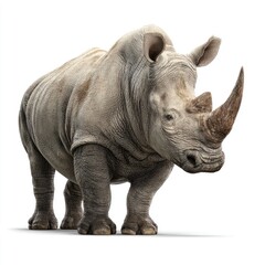 Hyperrealistic rhinoceros in natural habitat gigapixel detail close-up perspective wildlife photography