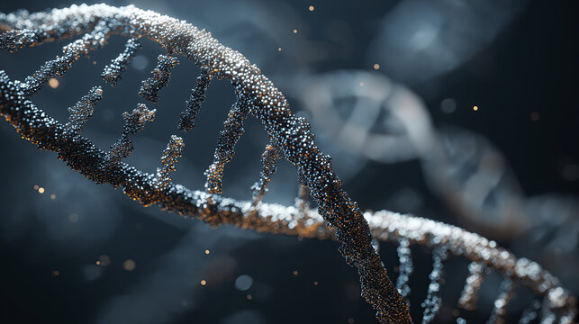 Dna helix double helix molecule genetics biology science macro 3d render with sparkling detail conveys wonder - Powered by Adobe