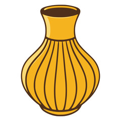 yellow porcelain decoration vase flat color vector illustration template design