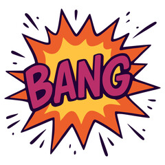bang comic expression speech bubble explosion effect flat color vector illustration template design