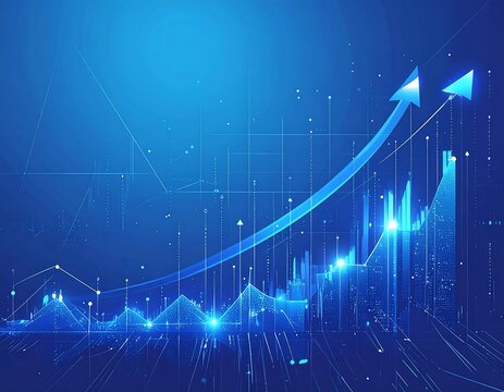 Digitally enhanced financial graph depicting an upward trajectory