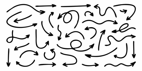 Squiggly black arrow set. Doo...