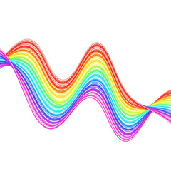 Wavy rainbow stripes on black background isolated on a transparent background colorful