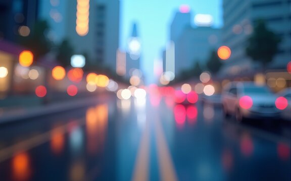 Fintech with blurred city abstract lights background , isolated on white background,  , copy space, copy space for text,. High quality