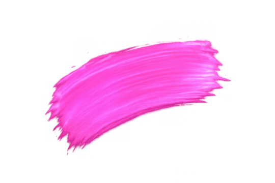 Pink paint stroke with brush texture, vibrant magenta smear creating an artistic abstract element on transparent background