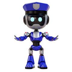 3D Cute Police Robot in Friendly Welcoming Gesture