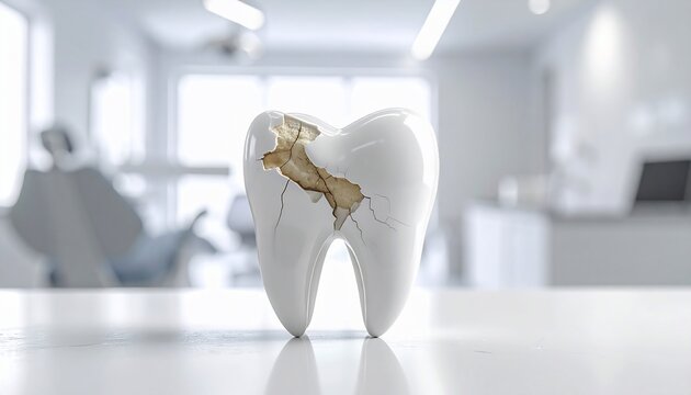 Decayed tooth model in a dental office, a visual representation of dental health issues