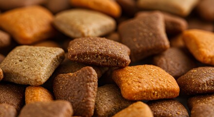 Close up of dry pet food pieces