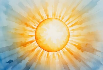 abstract watercolor sun with fiery rays illustration. ideal for summer campaigns, energy branding or motivational content.