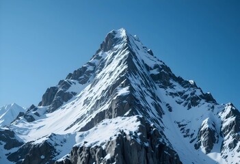 Striking alpine summit with crisp snow and exposed rock. minimal winter adventure wallpaper background