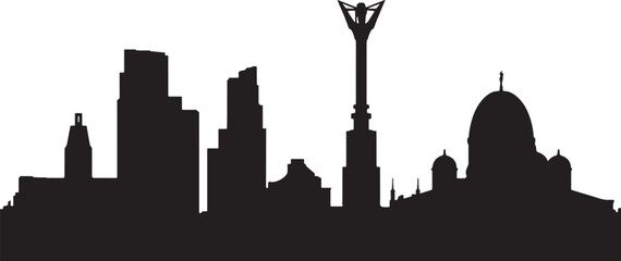 Obraz premium Liverpool City Skyline Silhouette Featuring Landmark Buildings and Urban Scenery Vector