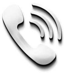 3D Silver Metallic Phone Icon in Neumorphic Style