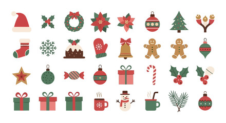 Festive Christmas Icons Holiday Cheer & Winter Celebration Collection