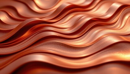 Obraz premium Smooth Copper Waves with Luminous Reflection and Flowing Texture in Soft Warm Tones