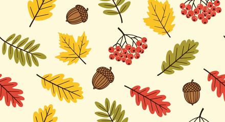 Autumn Leaves and Acorns Pattern