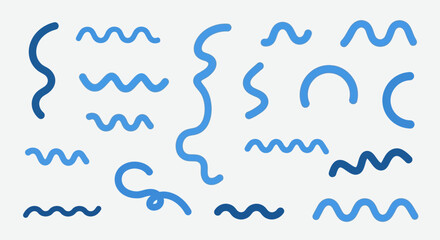 Playful Blue Water Waves A Collection of Wavy Line Icons for Creative Design