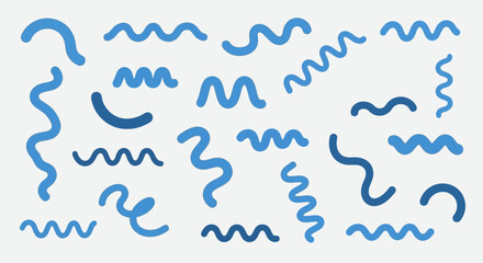 Abstract Wavy Blue Lines on White Background Decorative Design Elements