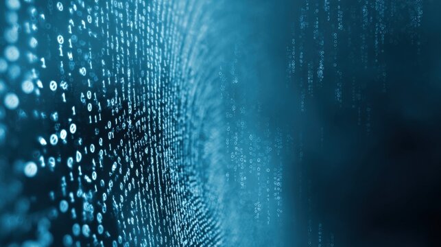 Abstract Binary Code Background, Digital Data Stream Visualization for Technology and Innovation Concepts