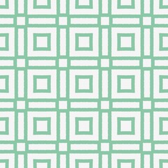 Seamless geometric pattern with green squares on white background
