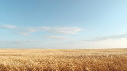 Minimalist landscape with open field and soft blue sky, calm daylight and clean composition, perfect for background, banner, nature design, or peaceful scenery projects.