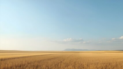 Minimalist landscape with open field and soft blue sky, calm daylight and clean composition, perfect for background, banner, nature design, or peaceful scenery projects.