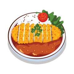 Katsu Curry with Tomato Garnish