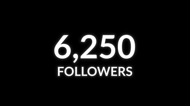 Followers counter increasing from 0 to 10000 on black background