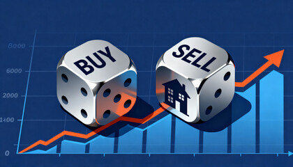 Silver dice related to house trading or real estate prices that represent price risk.