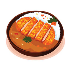 Chicken Katsu on Wooden Plate