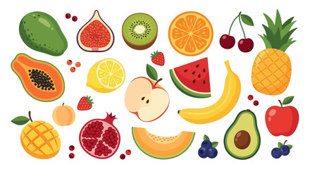 A vibrant assortment of fresh, colorful fruits pineapple, avocado, and other healthy produce