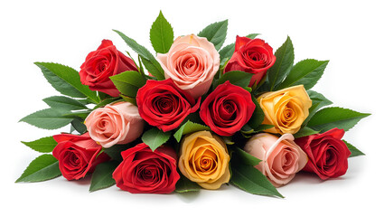 Obraz premium Colorful Roses Flower bouquet on white background