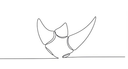 Fototapeta premium Minimalist continuous line drawing depicts the head and horns of a large mammal