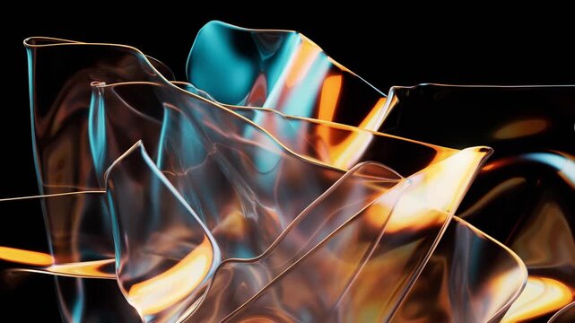 Flowing transparent multilayer cloth background, 3d rendering 4k