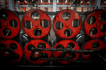 Metal sheet machine, Panel bending machine at work. process of metal sheet forming.