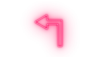 Abstract digital illustration of a white outlined left turn arrow symbol against a vibrant pink circular background with a dark red gradient and isolated on transparent background