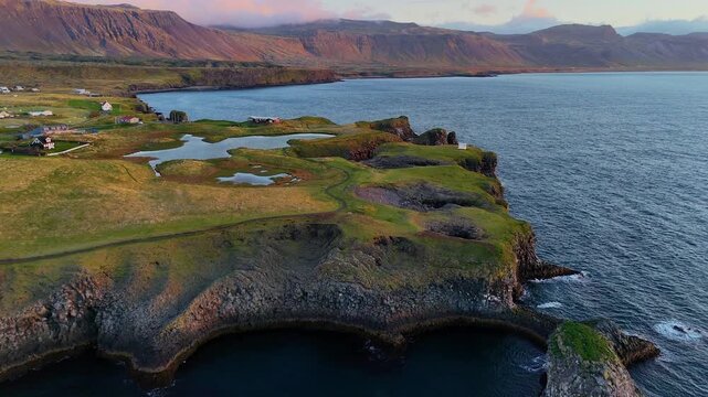 Arnarstapi coast in morning light in iceland