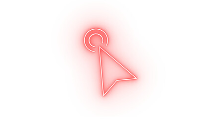 Computer cursor clicking on a red pulsating circle with concentric rings radiating outwards, isolated on transparent background