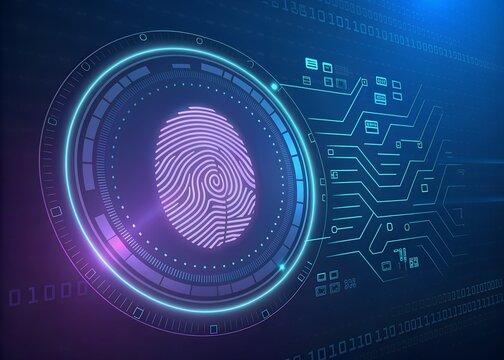 Digital fingerprint scan with circuit board and binary code for security access
