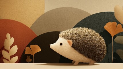 秋の幾何学模様とハリネズミ